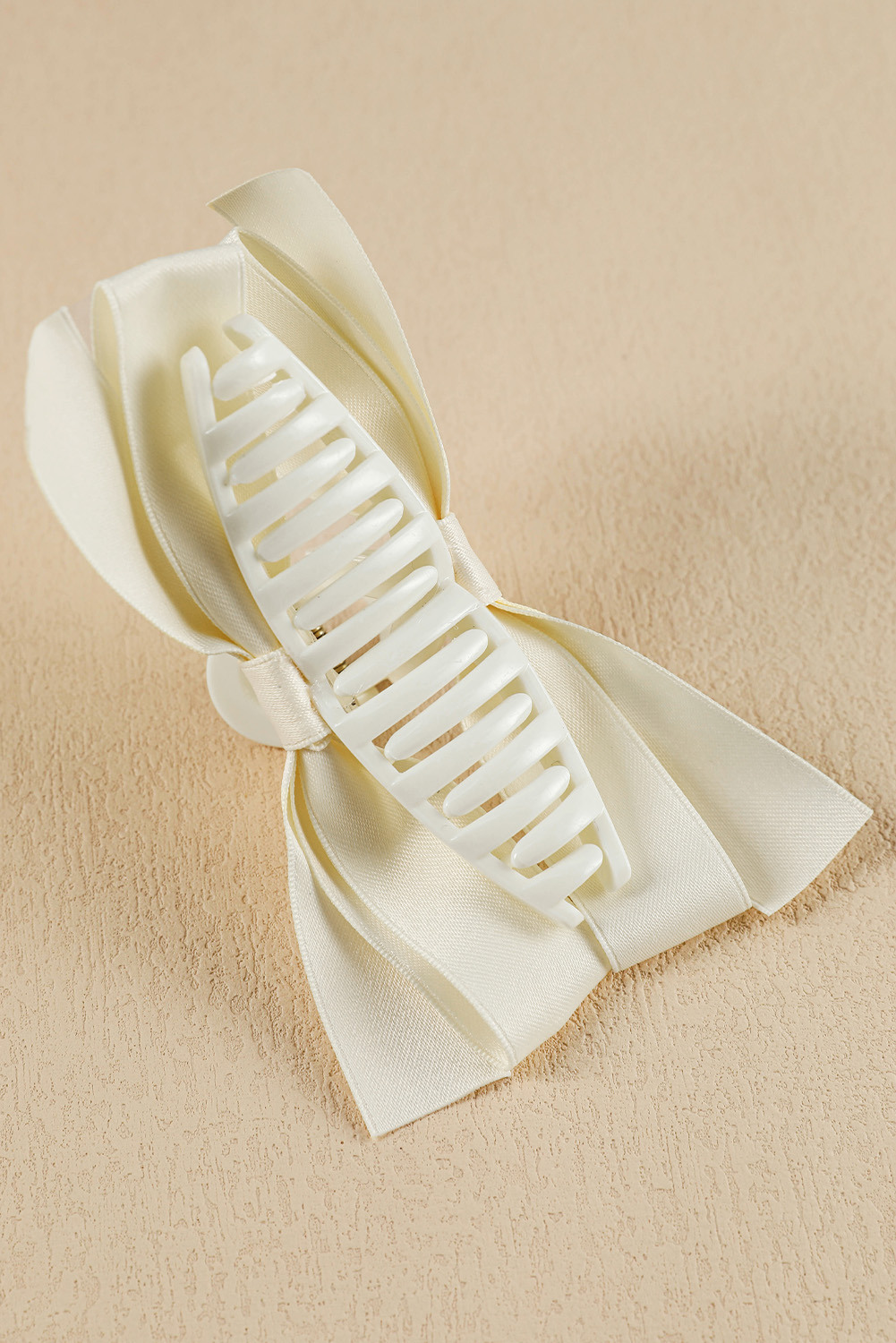 White Bow Decor Large Hair Claw Clip