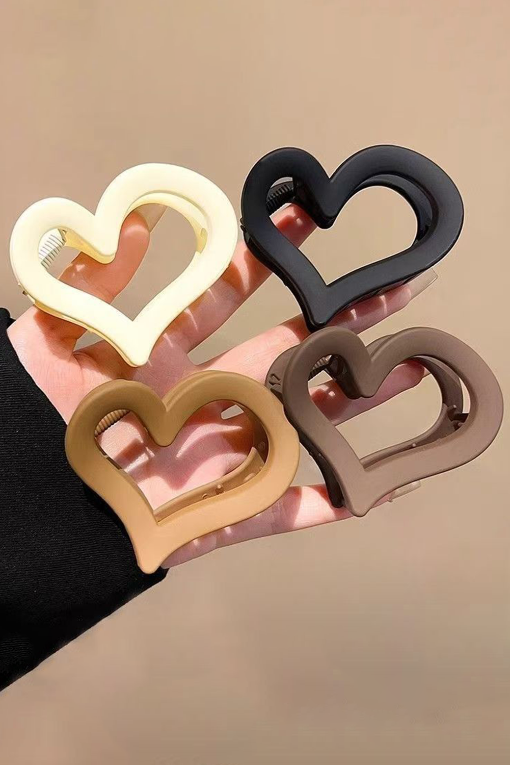 Black Cutout Heart Shape Frosted Small Hair Clip