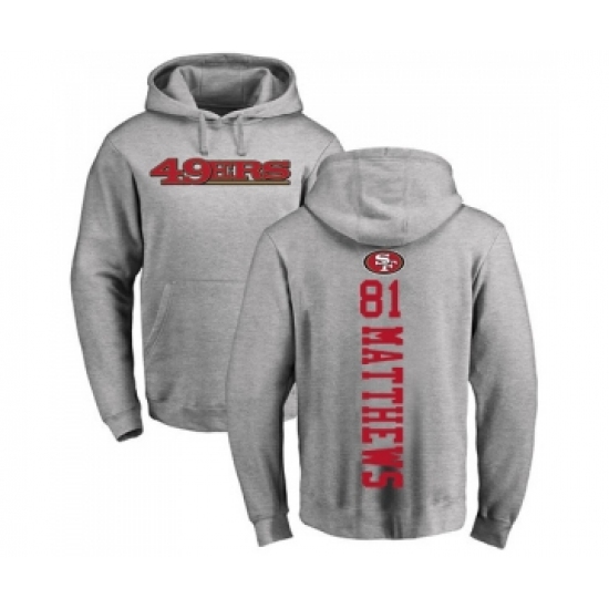 Football San Francisco 49ers #81 Jordan Matthews Ash Backer Pullover Hoodie - Jersey