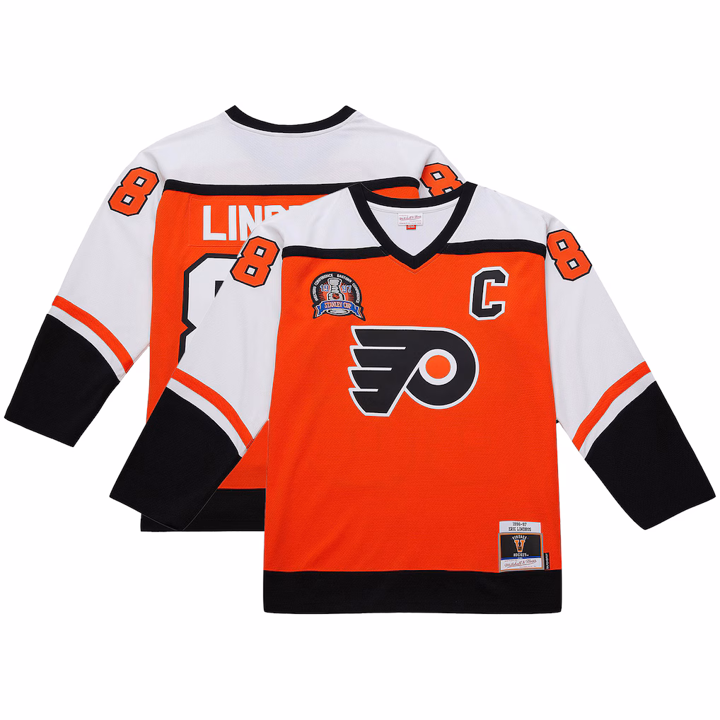 Men's Philadelphia Flyers Eric Lindros Mitchell & Ness Orange Big & Tall 1996-97 Blue Line 2.0 Jersey - Jersey