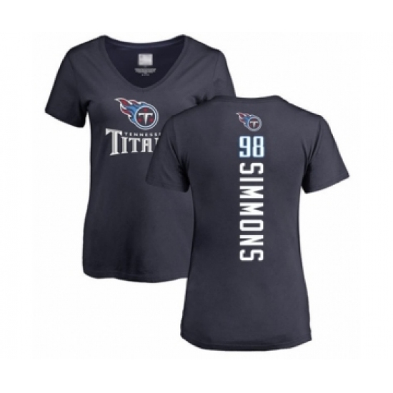 Football Women's Tennessee Titans #98 Jeffery Simmons Navy Blue Backer T-Shirt - Jersey