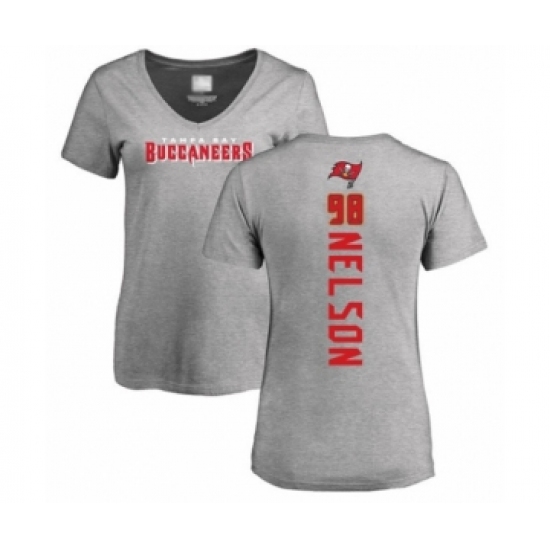 Football Women's Tampa Bay Buccaneers #98 Anthony Nelson Ash Backer T-Shirt - Jersey