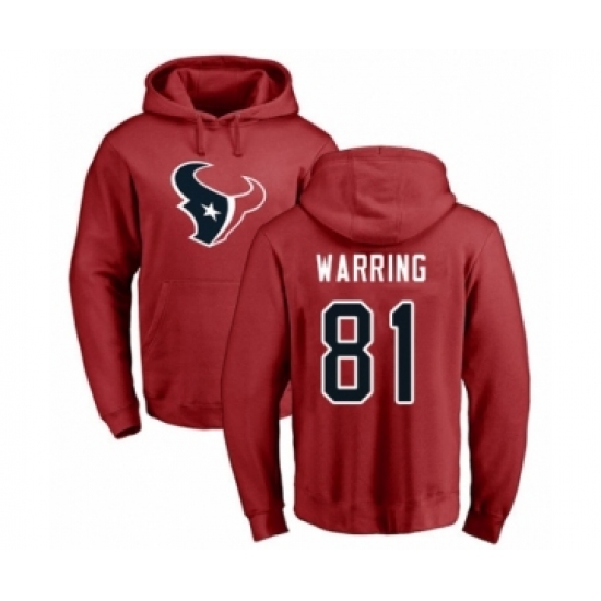 Football Houston Texans #81 Kahale Warring Red Name & Number Logo Pullover Hoodie - Jersey