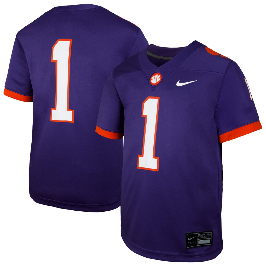 Youth Nike #1 Purple Clemson Tigers Untouchable Replica Game Jersey - Jersey