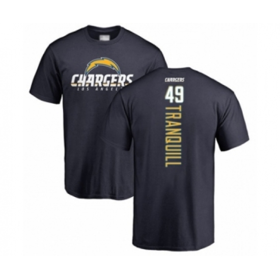 Football Los Angeles Chargers #49 Drue Tranquill Navy Blue Backer T-Shirt - Jersey