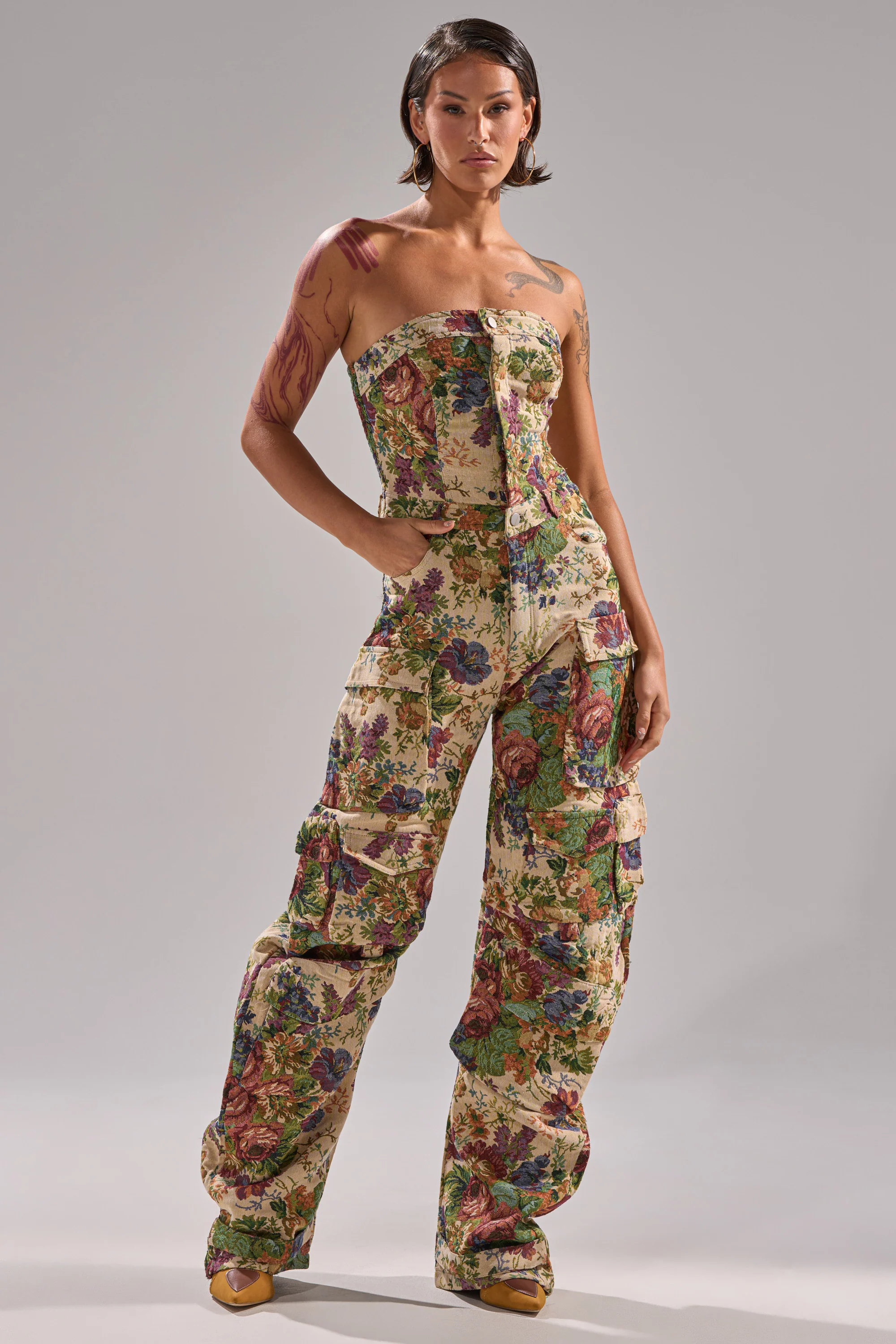 IN HER ELEMENT FLORAL WOVEN JUMPSUIT - Akira Wear
