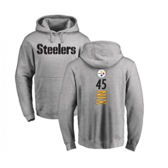 Football Pittsburgh Steelers #45 Roosevelt Nix Ash Backer Pullover Hoodie - Jersey