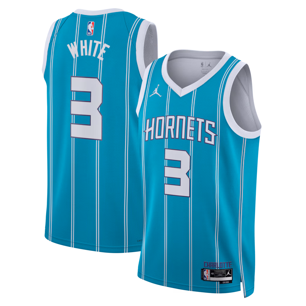 Unisex Charlotte Hornets Coby White Jordan Brand Teal Swingman Jersey - Icon Edition - Jersey