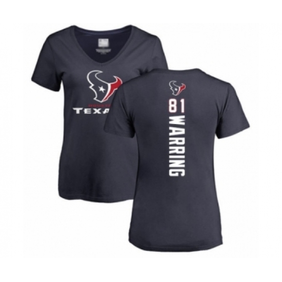 Football Women's Houston Texans #81 Kahale Warring Navy Blue Backer T-Shirt - Jersey