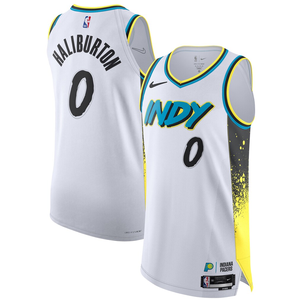 Men's Indiana Pacers Tyrese Haliburton Nike White 2024/25 Authentic Player Jersey - City Edition - Jersey
