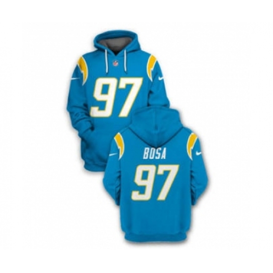 Men's Los Angeles Chargers #97 Joey Bosa 2021 Blue Pullover Football Hoodie - Jersey