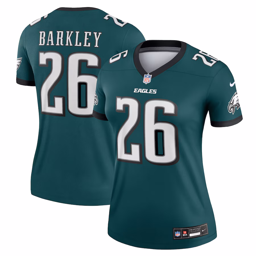 Women's Philadelphia Eagles Saquon Barkley Nike Midnight Green Legend Player Performance Top - Jersey