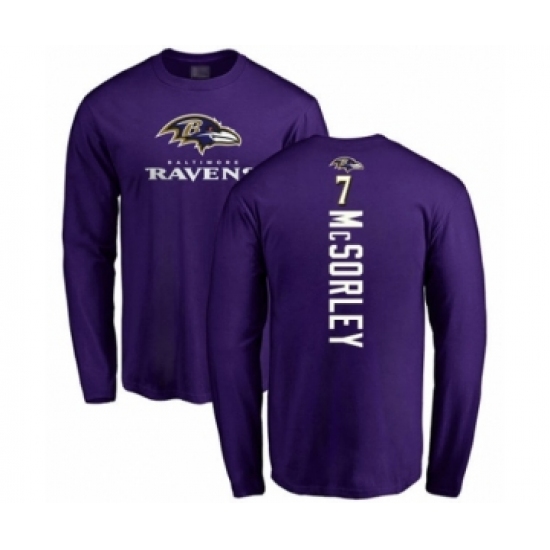 Football Baltimore Ravens #7 Trace McSorley Purple Backer Long Sleeve T-Shirt - Jersey