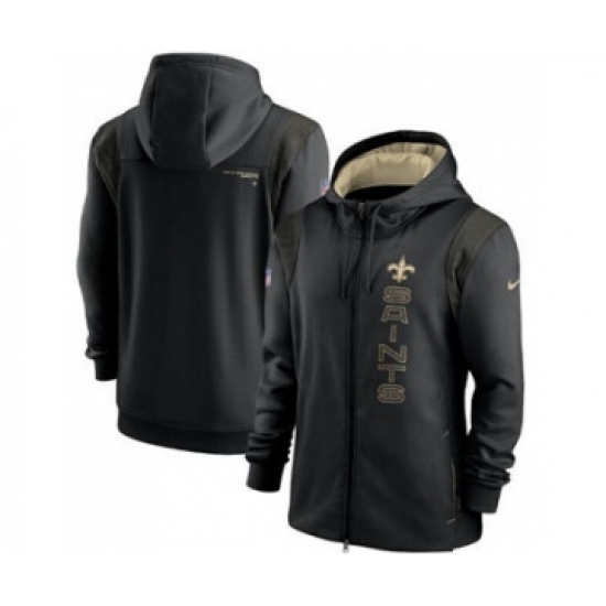 Men's New Orleans Saints 2021 Black Sideline Team Performance Full-Zip Hoodie - Jersey
