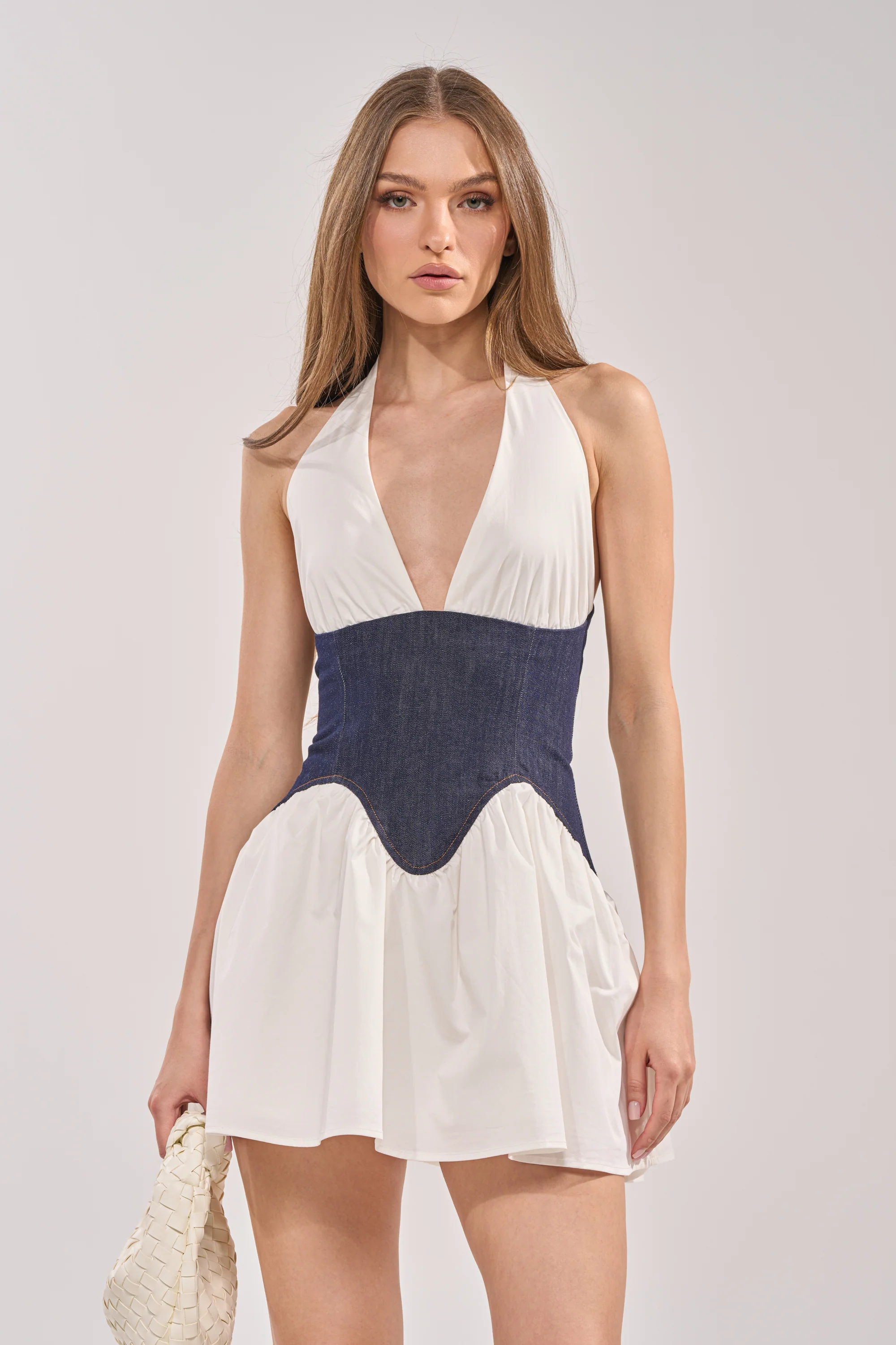SAY LESS POPLIN MINI DRESS IN WHITE - Akira Wear