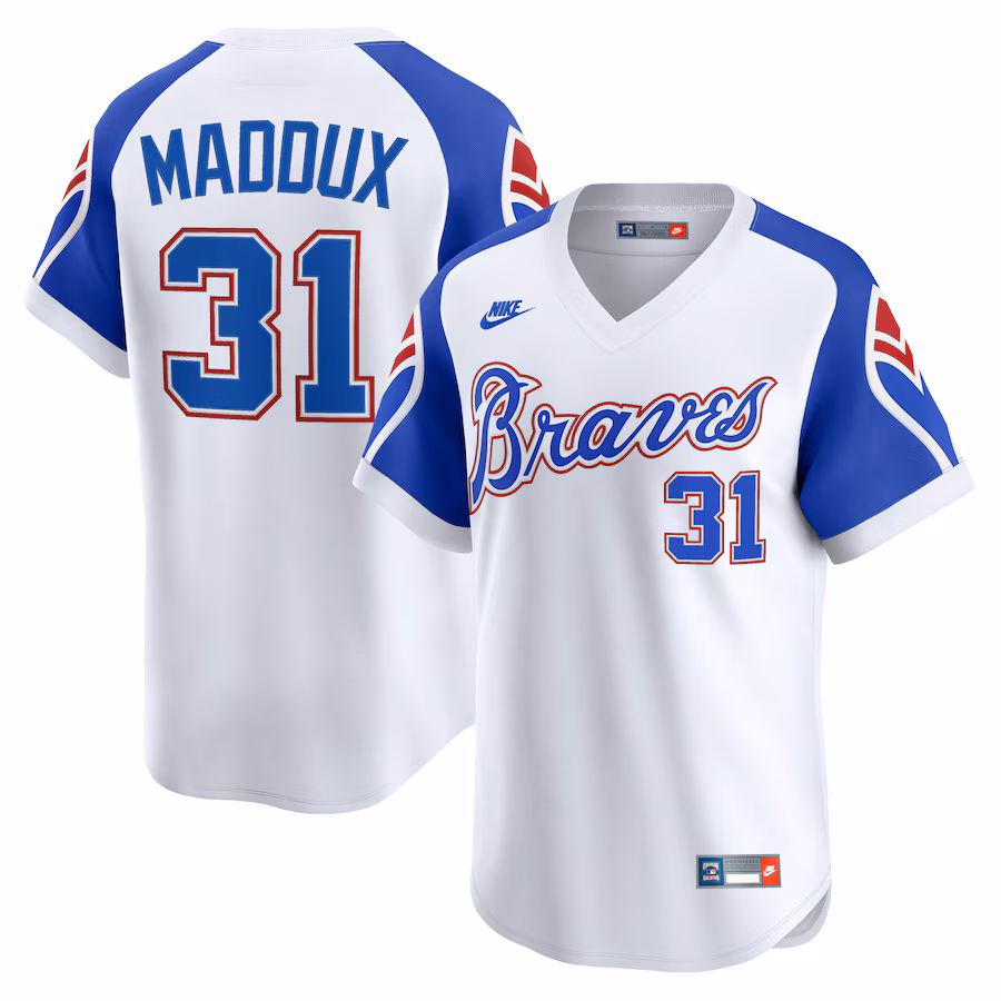 Men's Atlanta Braves Greg Maddux Nike White Throwback Cooperstown Collection Limited Jersey - Jersey