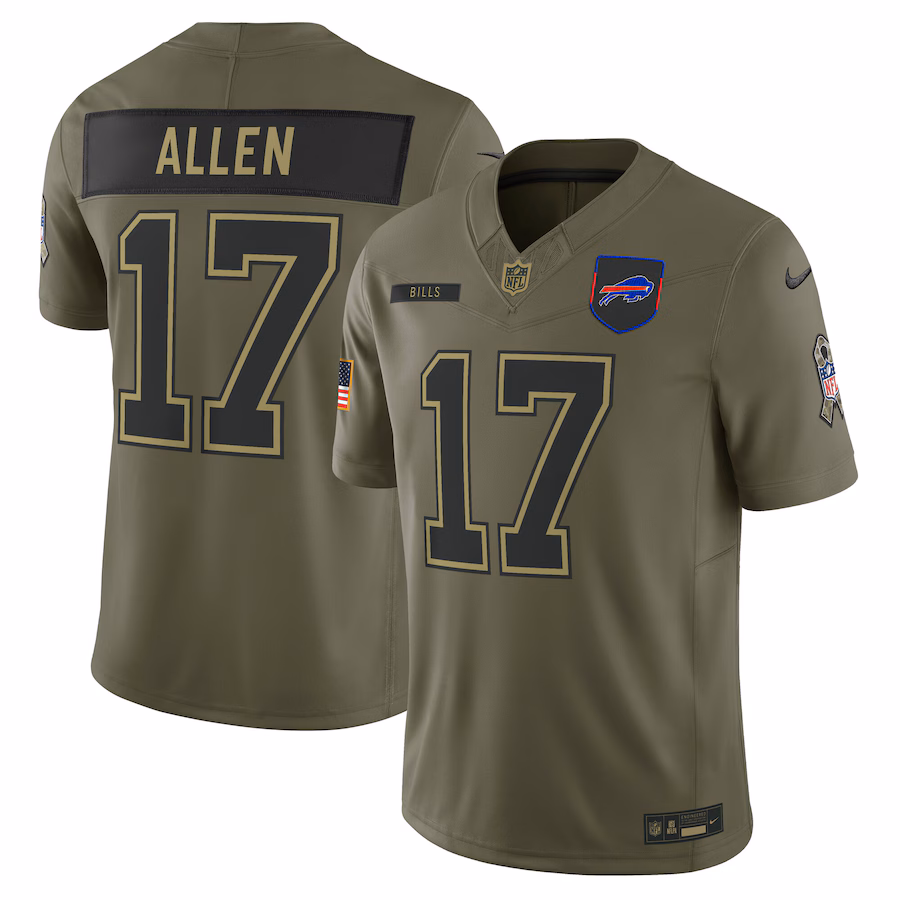 Men's Buffalo Bills Josh Allen Nike Olive 2025 Salute to Service Limited Jersey - Jersey