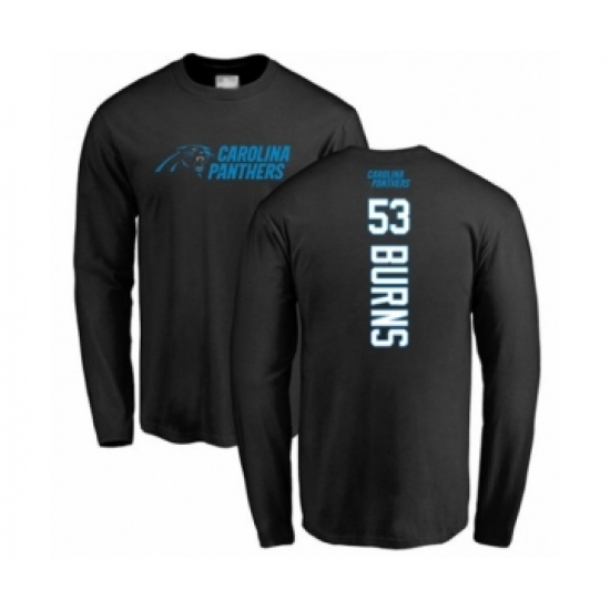 Football Carolina Panthers #53 Brian Burns Black Backer Long Sleeve T-Shirt - Jersey