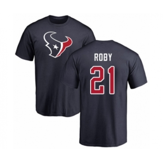 Football Houston Texans #21 Bradley Roby Navy Blue Name & Number Logo T-Shirt - Jersey