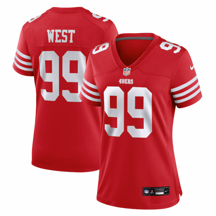 Women's San Francisco 49ers CJ West Nike Scarlet Team Game Jersey - Jersey