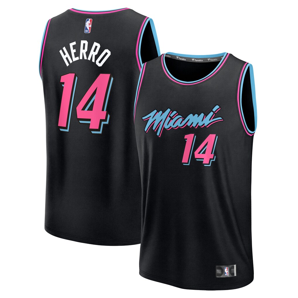 Men's Miami Heat Tyler Herro Fanatics Black 2025/26 City Edition Fast Break Jersey - Jersey