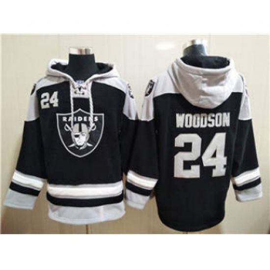 Men's Las Vegas Raiders #24 Charles Woodson Ageless Must-Have Lace-Up Pullover Football Hoodie - Jersey
