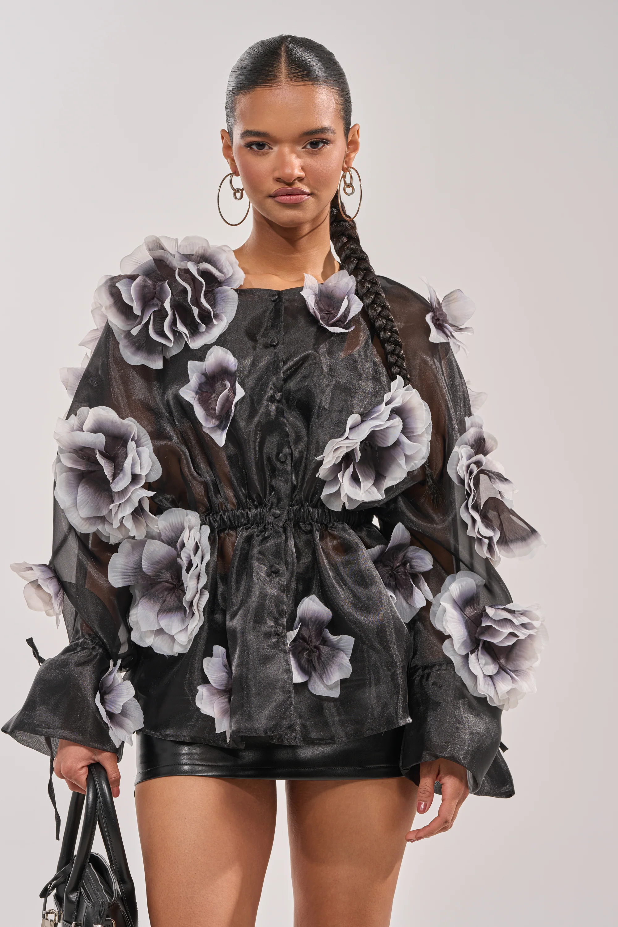 DARK BLOOM CHIFFON BLOUSE - Akira Wear