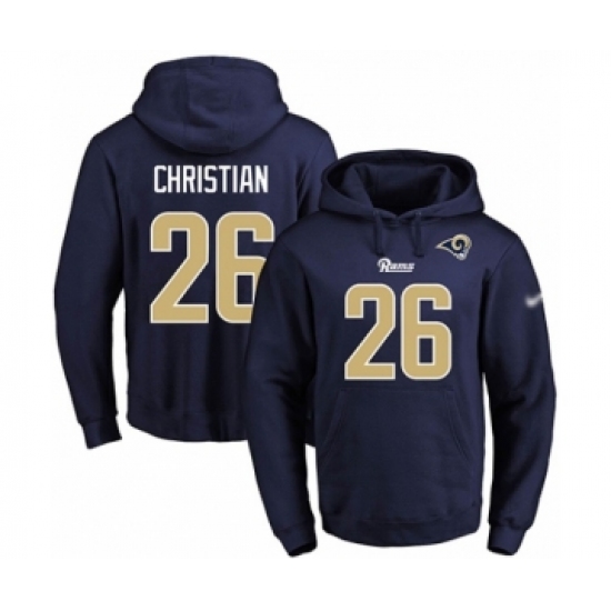 Football Men's Los Angeles Rams #26 Marqui Christian Navy Blue Name & Number Pullover Hoodie - Jersey