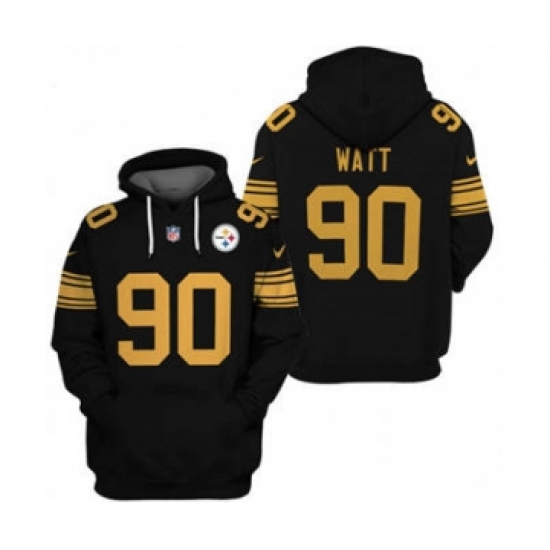 Men's Pittsburgh Steelers #90 T.J. Watt 2021 Black Pullover Football Hoodie - Jersey