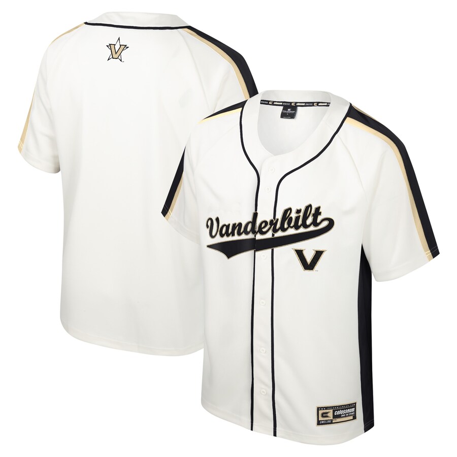 Men's Colosseum Cream Vanderbilt Commodores Ruth Button-Up Baseball Jersey - Jersey