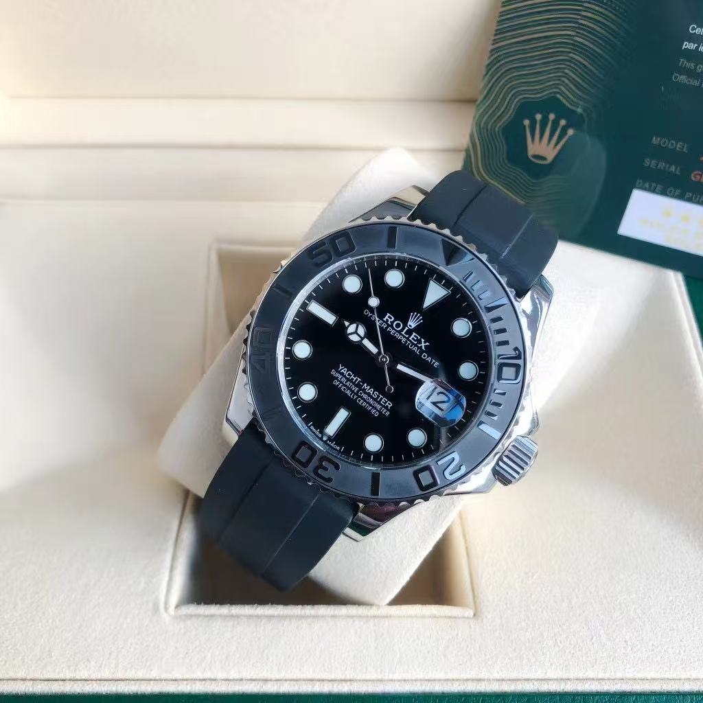 Code No. 5 Rolex Yacht-Master 18K White Gold Rubber Strap Watch