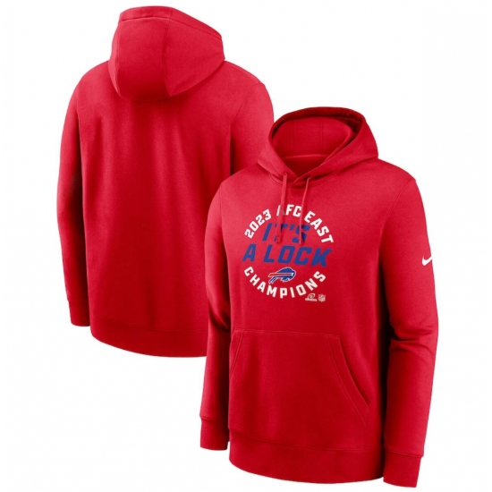 Men's Buffalo Bills Red 2023 AFC East Division Champions Locker Room Trophy Collection Club Pullover Hoodie - Jersey