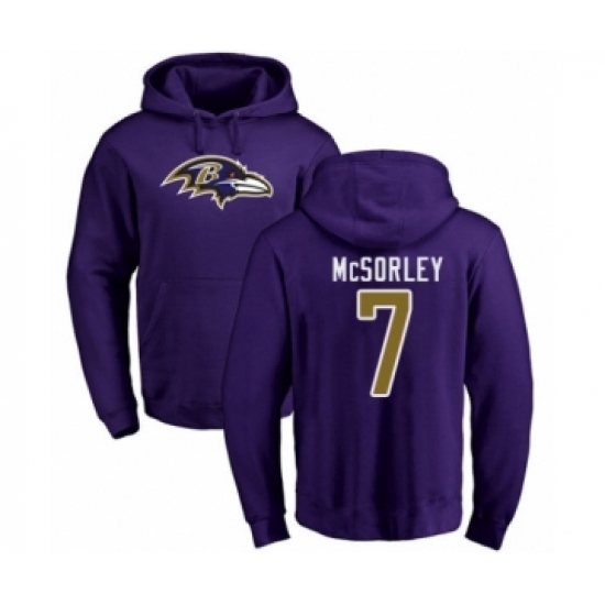 Football Baltimore Ravens #7 Trace McSorley Purple Name & Number Logo Pullover Hoodie - Jersey