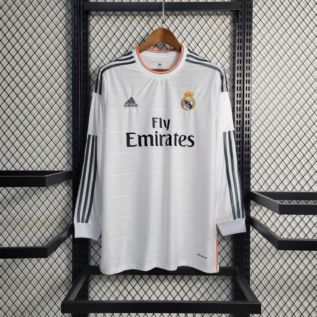 Real Madrid Retro Jersey Home Custom Long Sleeve Soccer Shirt 2013/14 - Jersey