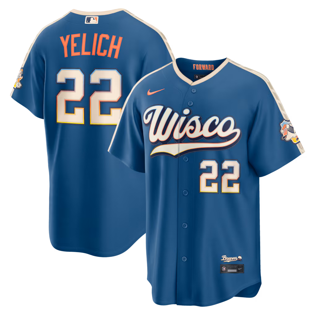 Men's Milwaukee Brewers Christian Yelich Nike Mineral Blue 2026 City Connect Stadium Jersey - Jersey