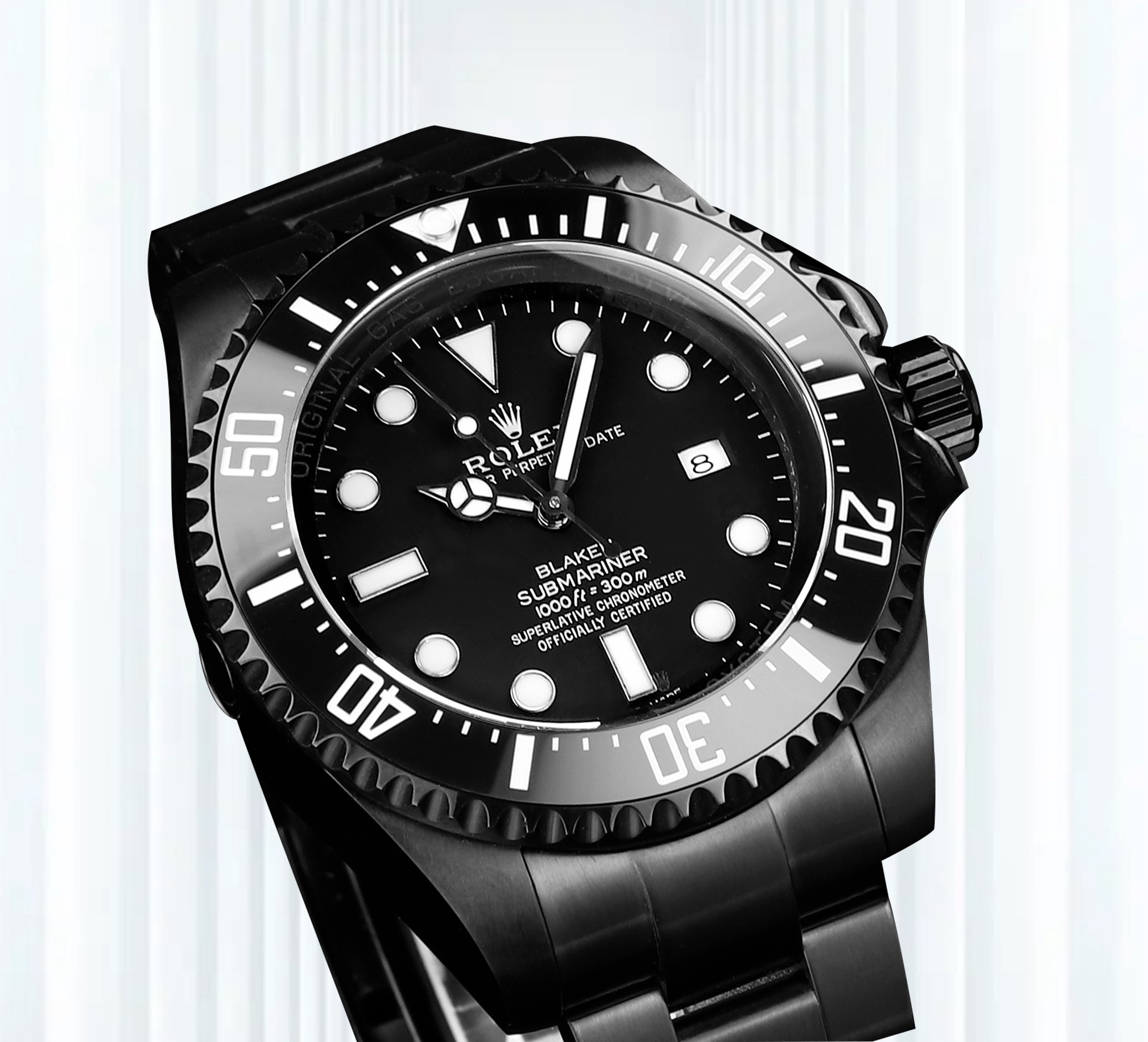 No.8 BLAKEN Modified Rolex Submariner Full‑Black DLC‑Coated Automatic Mechanical Men's Watch