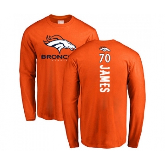 Football Denver Broncos #70 Ja'Wuan James Orange Backer Long Sleeve T-Shirt - Jersey