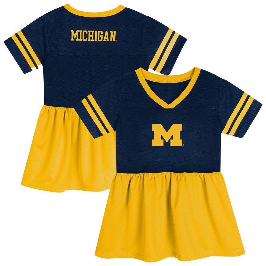 Girls Preschool Outerstuff Navy/Maize Michigan Wolverines Stadium Lights Fashion Jersey Dress - Jersey
