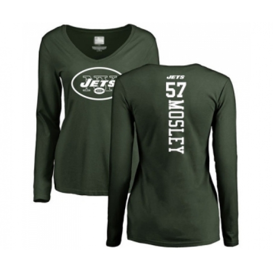Football Women's New York Jets #57 C.J. Mosley Green Backer Long Sleeve T-Shirt - Jersey
