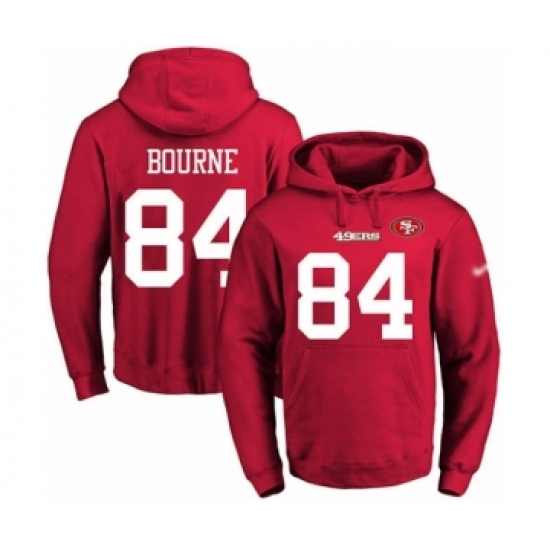 Football Men's San Francisco 49ers #84 Kendrick Bourne Red Name & Number Pullover Hoodie - Jersey