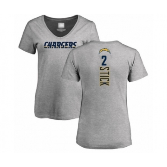 Football Women's Los Angeles Chargers #2 Easton Stick Ash Backer T-Shirt - Jersey