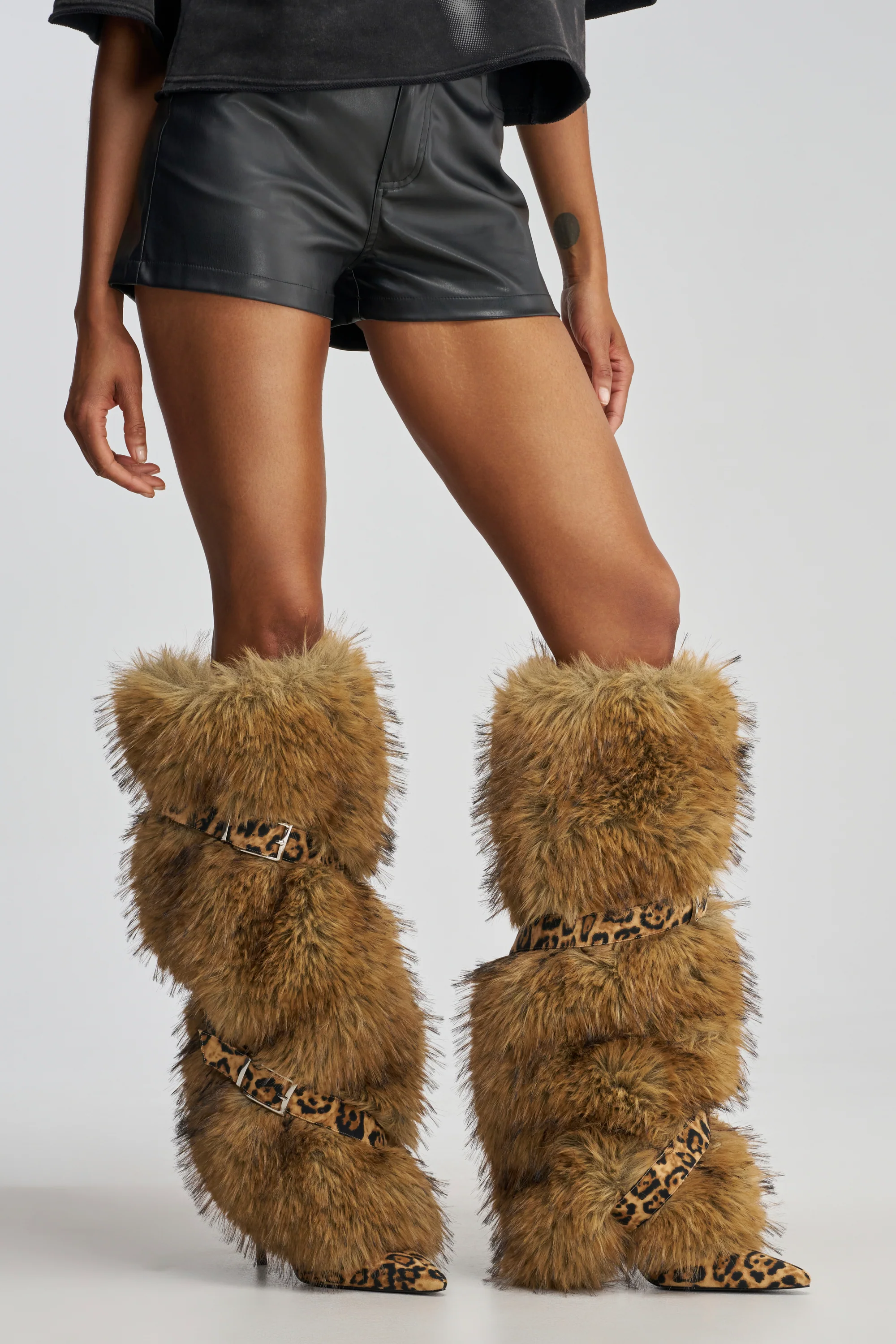 AZALEA WANG NIRA LEOPARD FUR STILETTO BOOT - Akira Wear