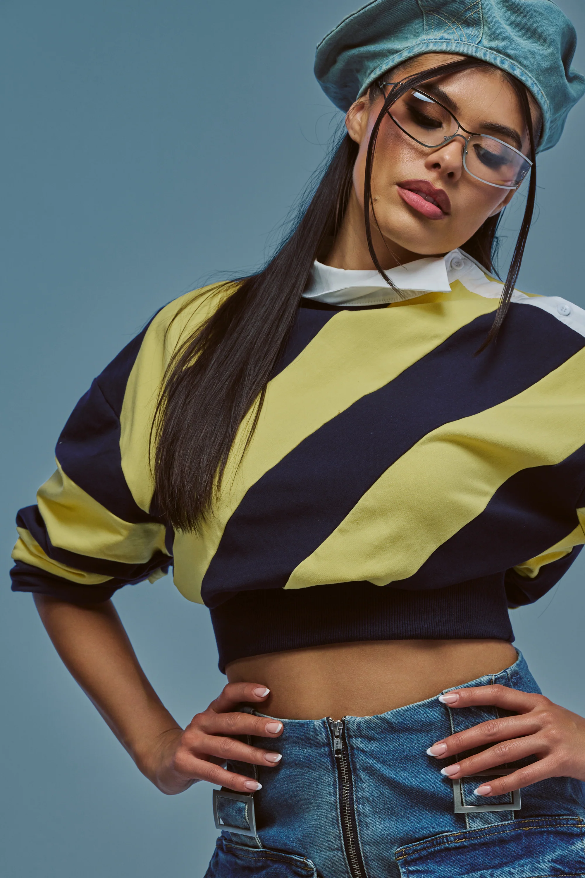JULIANA STRIPE SWEATSHIRT IN YELLOW - Akira Wear