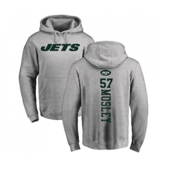 Football New York Jets #57 C.J. Mosley Ash Backer Pullover Hoodie - Jersey
