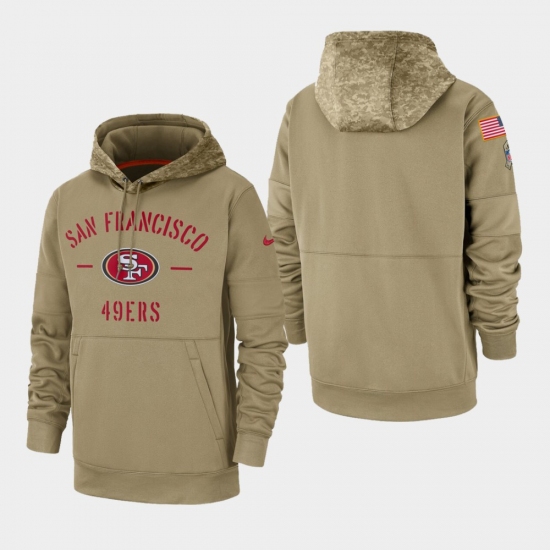 Men's San Francisco 49ers Tan 2019 Salute to Service Sideline Therma Pullover Hoodie - Jersey