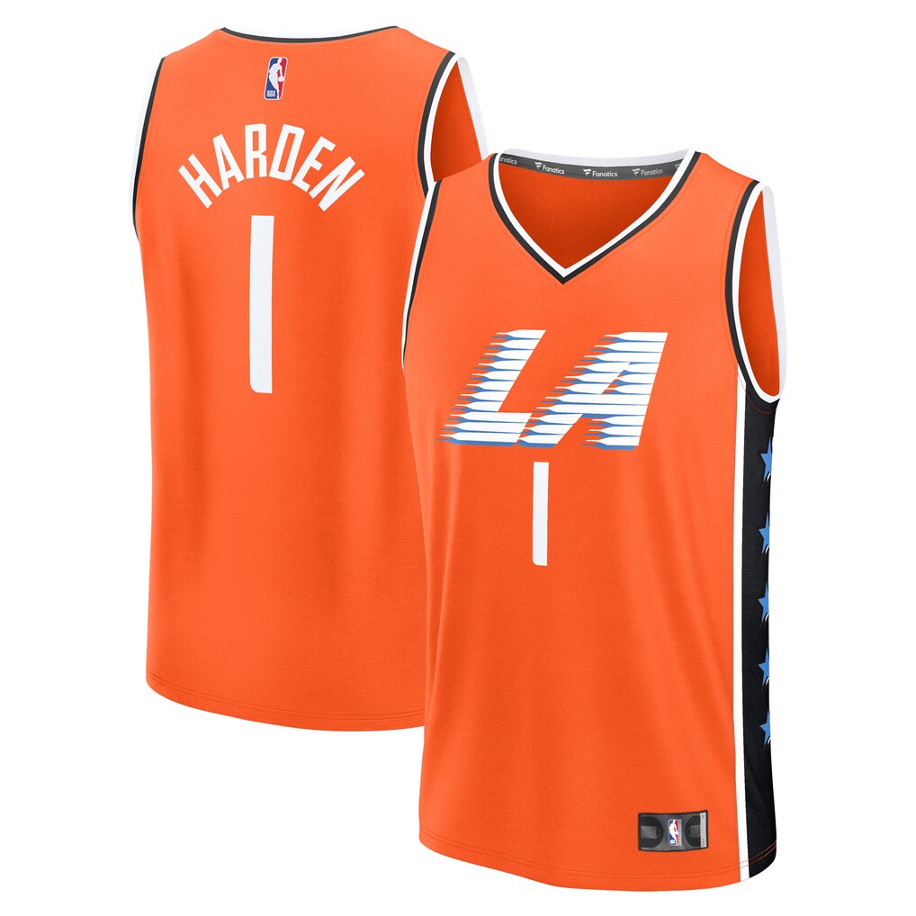 Youth LA Clippers James Harden Fanatics Orange 2025/26 City Edition Fast Break Jersey - Jersey