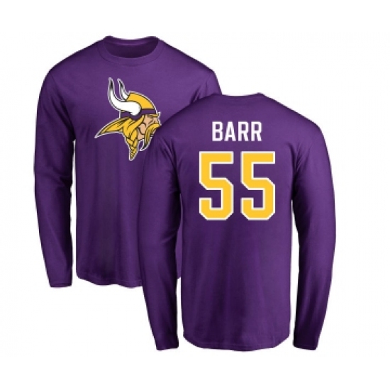 Football Minnesota Vikings #55 Anthony Barr Purple Name & Number Logo Long Sleeve T-Shirt - Jersey