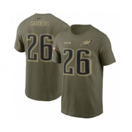 Men's Philadelphia Eagles Miles Sanders Football Camo 2021 Salute To Service Name & Number T-Shirt - Jersey