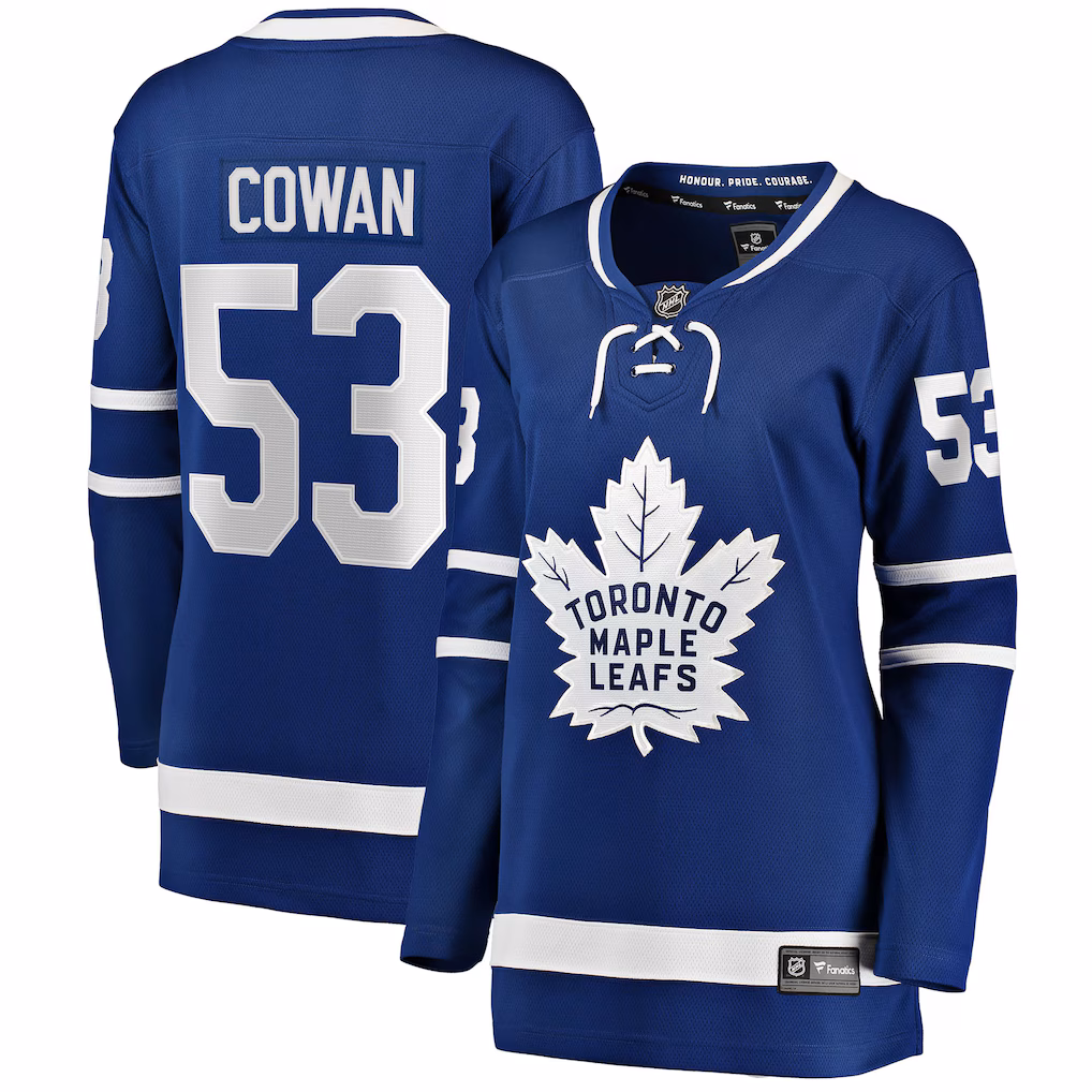 Women's Toronto Maple Leafs Easton Cowan Indiana Blue Home Breakaway Jersey - Jersey