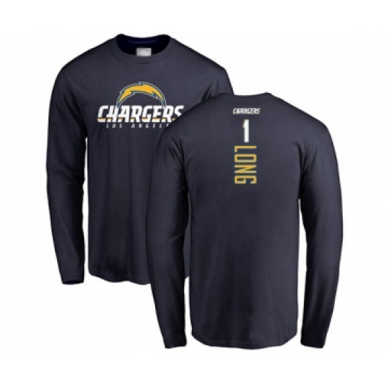 Football Los Angeles Chargers #1 Ty Long Navy Blue Backer Long Sleeve T-Shirt - Jersey